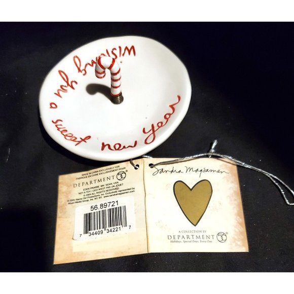 Dept 56 Christmas decoration figurine DISH & LID Wishing You a Sweet New Year - Picture 11 of 12